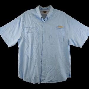 Columbia PFG Mens Large‎ Omni Shade Lightweight Fishing Shirt Blue Size L